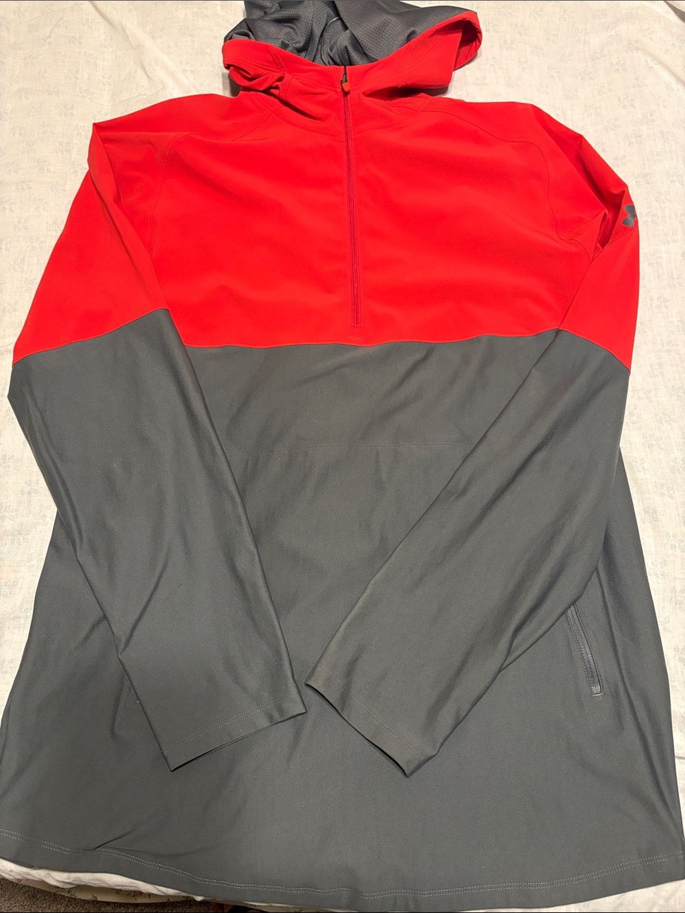 Under Armour Red and Gray Half-Zip Performance Hoodie